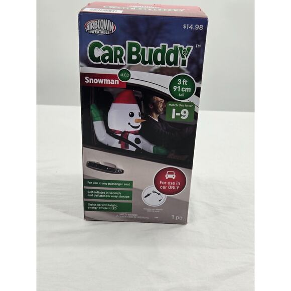 GEMMY‎ 3ft Tall Snowman Car Buddy Airblown Inflatable Christmas LED Light - Picture 1 of 7